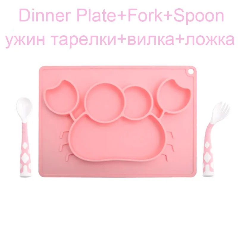 plate set 2 Набор посуды для детей Детская тарелка силиконовая детская посуда чаша приборы для приема пищи набор ложка и вилка дорожный защитный чехол для малышей Детские тренировки - Цвет: plate set 2