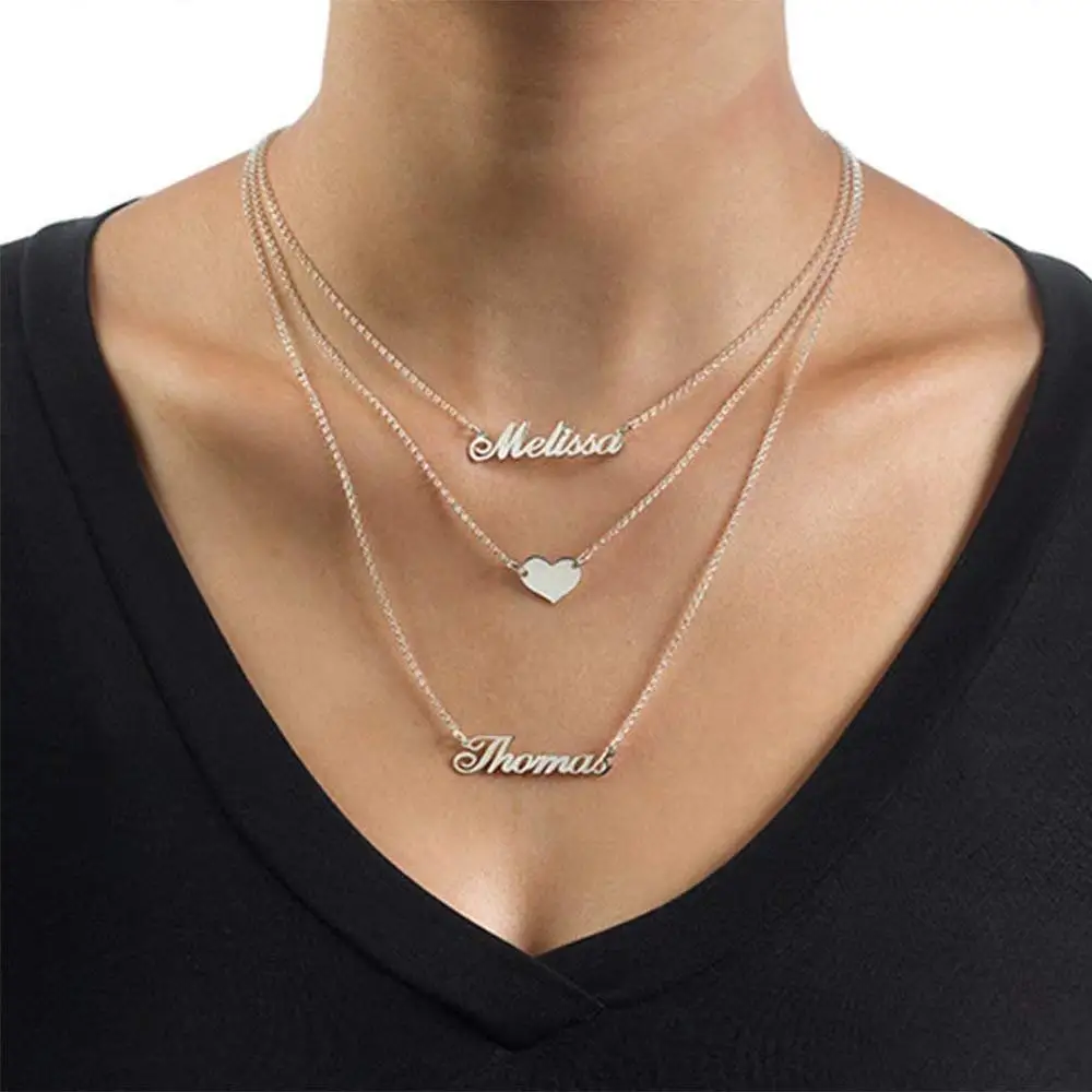Женское Ожерелье с тремя именами Amxiu, ожерелье из стерлингового серебра 925 пробы, подарок на заказ от AliExpress WW