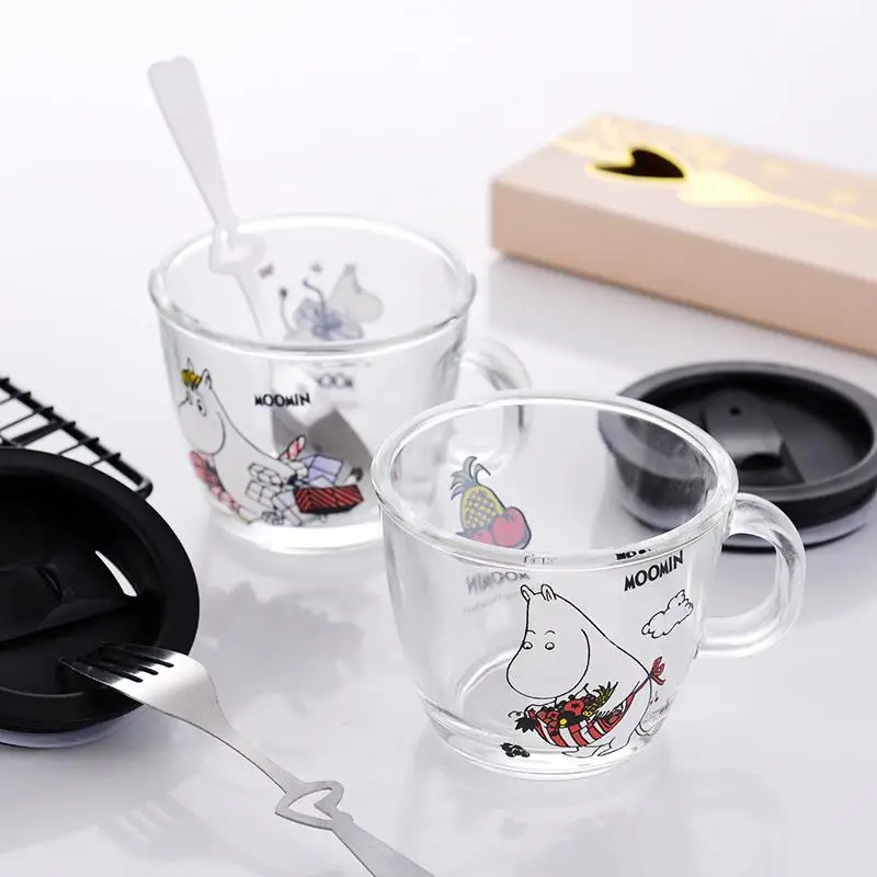 Moomin Новая мода мультфильм посуда для напитков младенцев стеклянный водный напиток Стакан Кружка прозрачная стеклянная ручка 210 мл стеклянная чашка безопасная Милая кружка