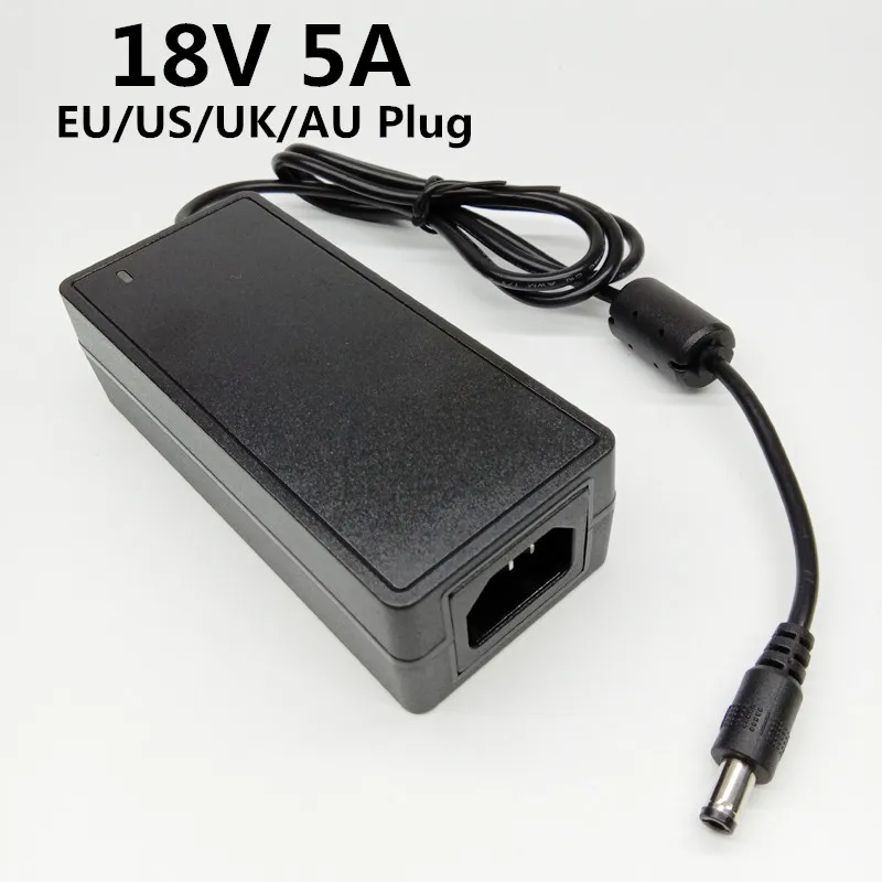 18 V 5A EU US UK AU plug AC 100 V-240 V конвертер Универсальный 18 вольт адаптер питания DC 18 V 18V5A источник питания 5,5 мм x 2,1-2,5 мм