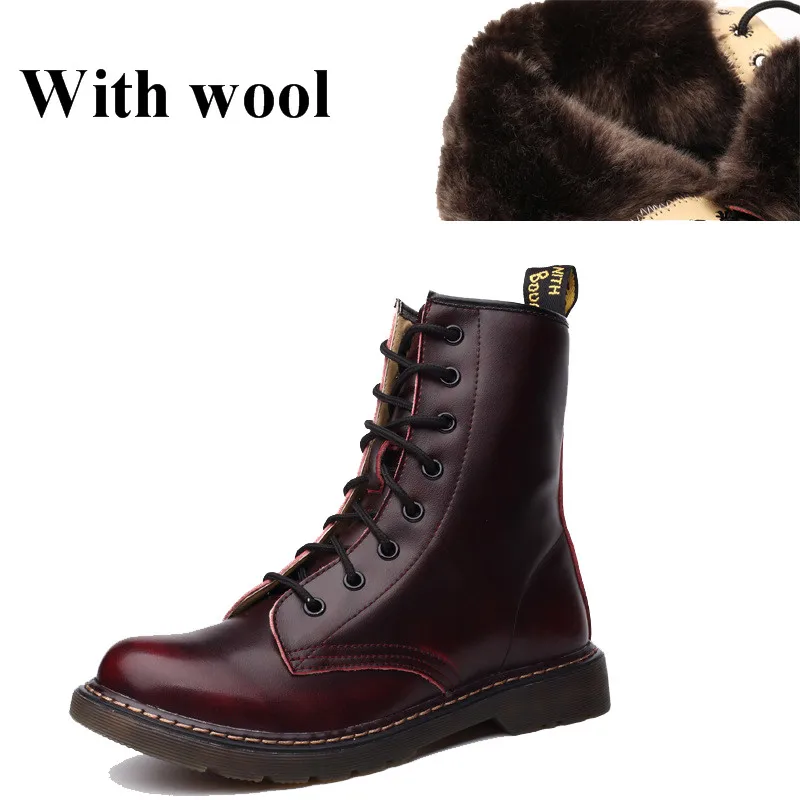 C Genuine leather women martin boots winter warm soft botas feminina female motorcycle ankle fashion mujer | Обувь