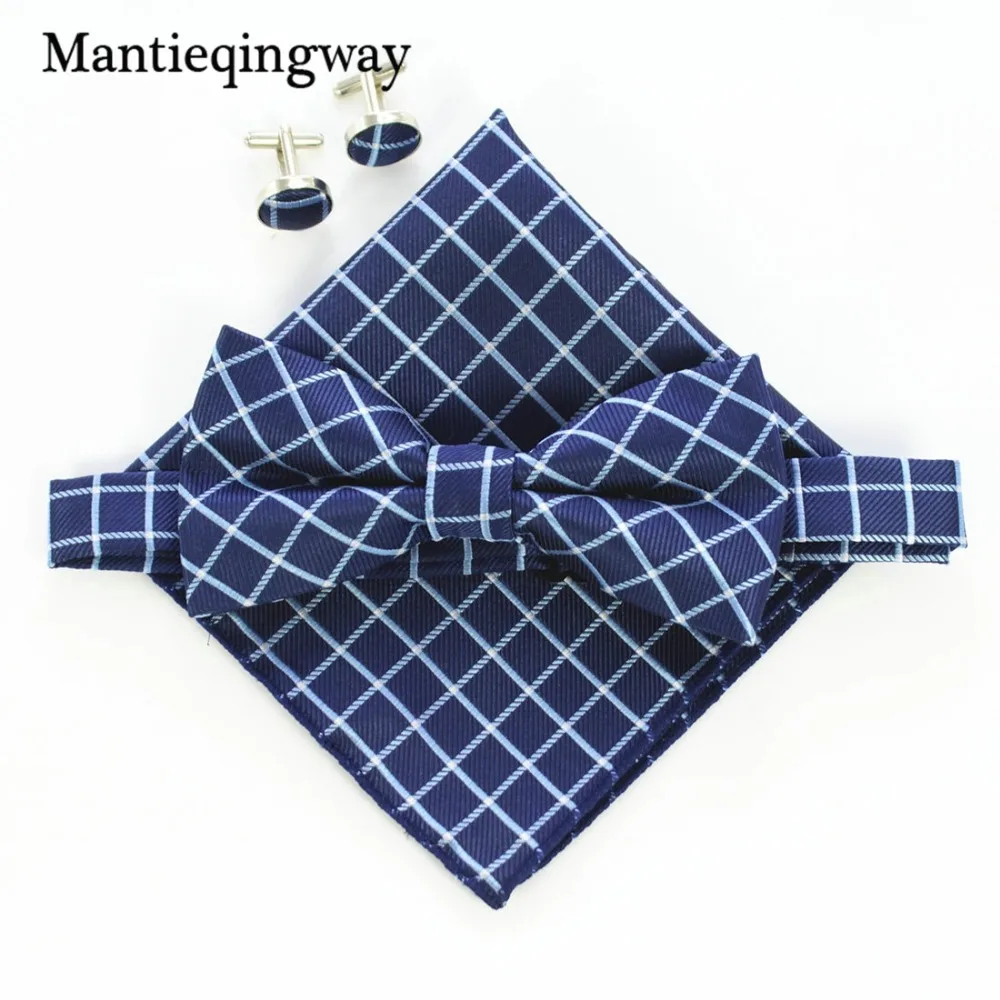Mantieqingway Для мужчин галстук бабочка комплект для свадьбы человек плед узоров