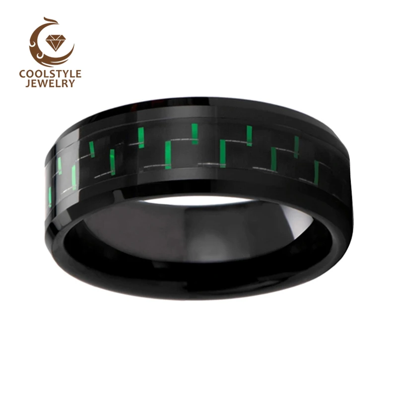 Кольцо вольфрамовое для мужчин и женщин удобная посадка вставка из углеродного