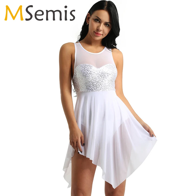 Женское балетное трико для взрослых женщин балерина с блестками ассиметричное