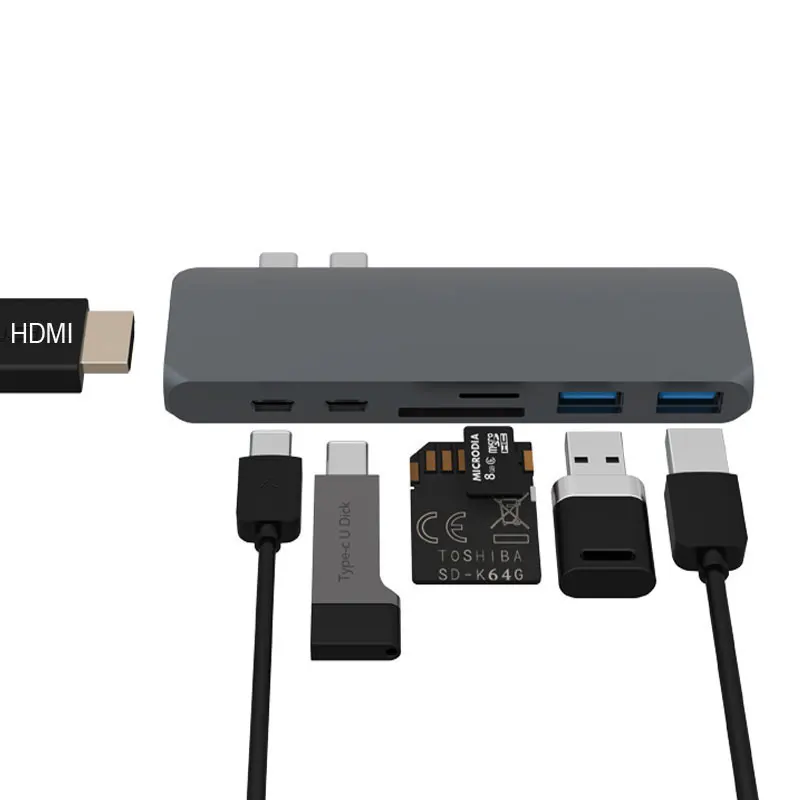 EASYA USB C концентратор к HDMI адаптер usb type C док-станция с USB 3,0 PD зарядное устройство для чтения карт SD TF для MacBook Pro/Macbook Air USB-C