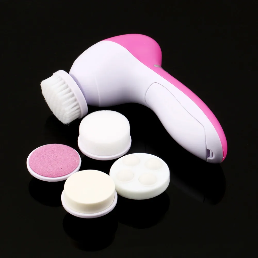 

5 in 1 Electric Face Washing Brush Machine Facial Pore Cleaner Body Cleansing Massage Mini Skin Care Tool Beauty Massager Brush