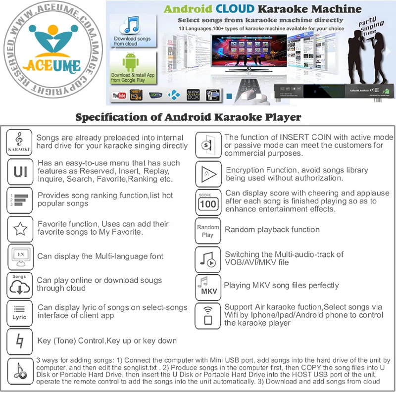 Android караоке плеер 4 ТБ HDD 84K английский CDG VCD DVD песня Jukebox AK2C38 облачная загрузка