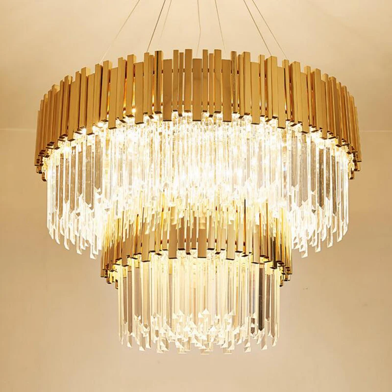 Скандинавский постмодерн люстра Золотая вилла Большая хрустальная лампа для