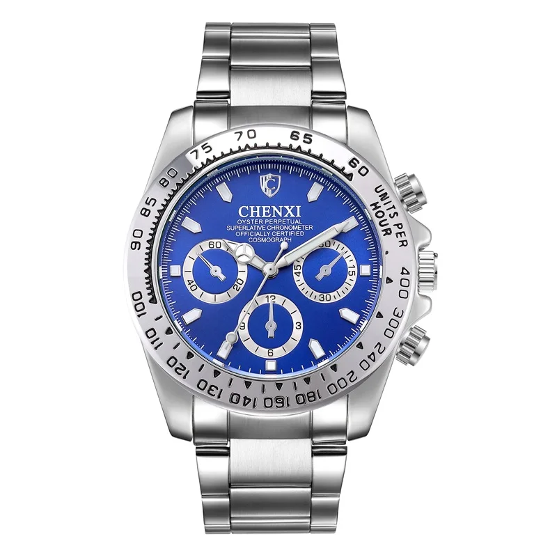 Silver Blue CHENXI мужские золотые наручные часы для мужчин часы повседневные кварцевые часы люксовый бренд водонепроницаемые часы мужские Relogio Masculino - Цвет: Silver Blue