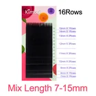 Ресницы Kimcci для наращивания из искусственной норки, индивидуальные шелковые профессиональные натуральные объемные ресницы 3D, 16 рядов, 7-15 мм, длинные черные