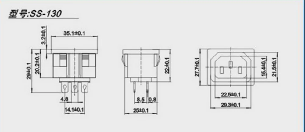10 шт./лот 3 контактная розетка IEC320 C13 с панельным креплением входная переменного