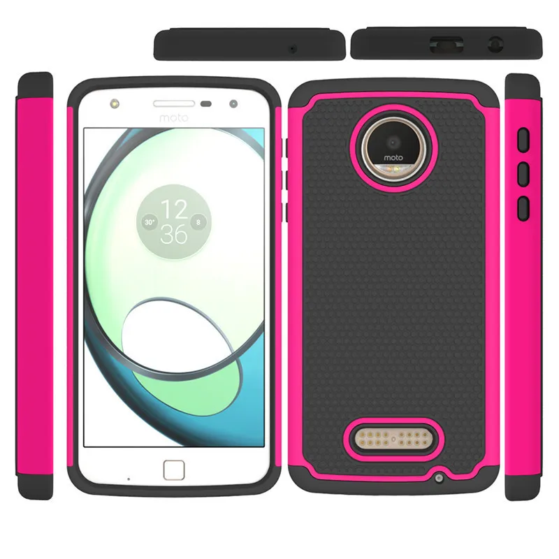 Двойной Слои антидетонационных Телефон чехол для Motorola Moto Z Play крышка кремния и Пластик Панцири противоударный 2in1 назад Чехол протектор
