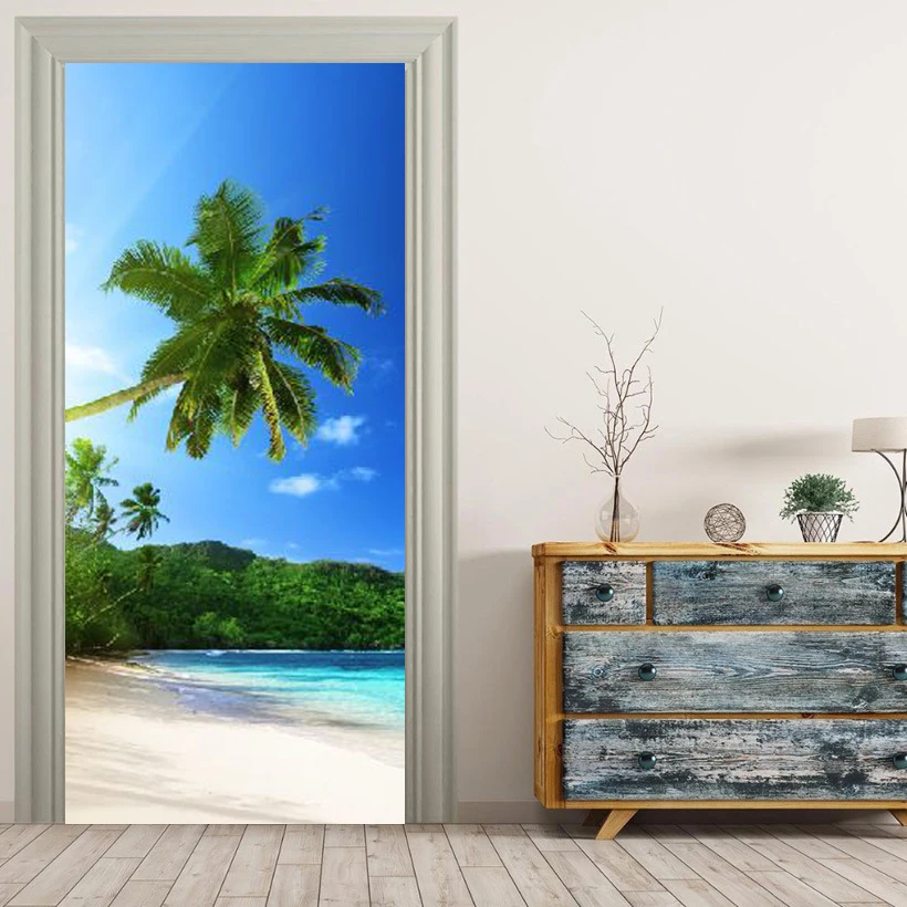 Coconut Beach Wall Murals Stickers Door Sticker Wallpaper Decals Home Decoration Aug083034 | Дом и сад