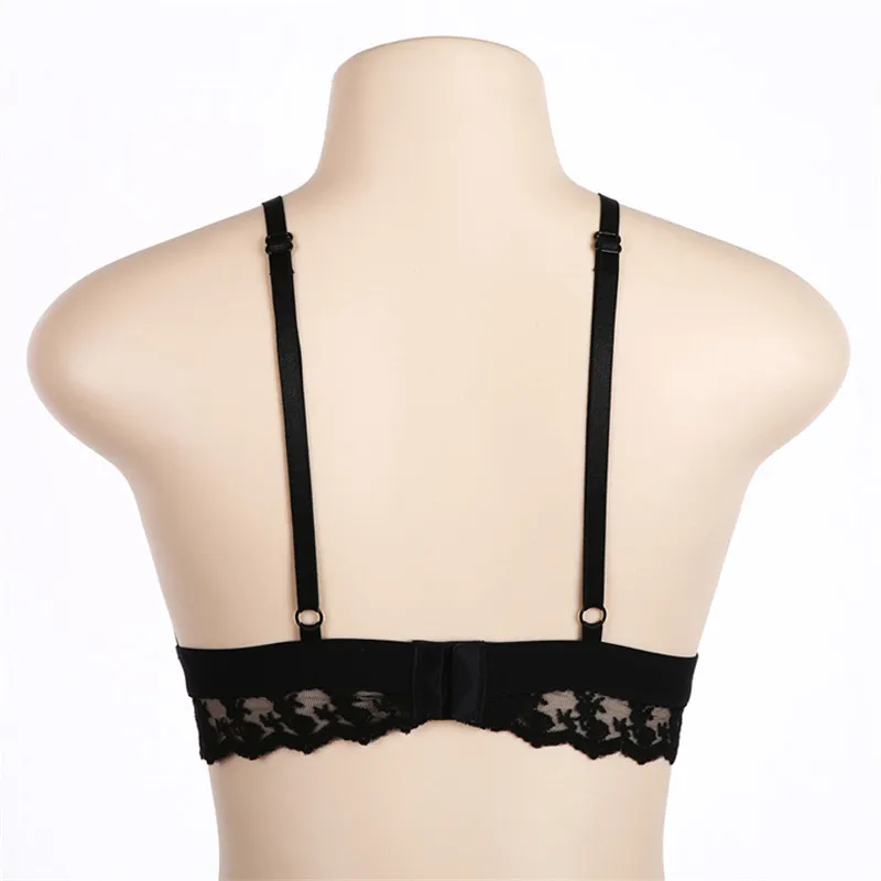 Fetoo сексуальный красный бюстгальтер без косточек черный треугольник ажурный