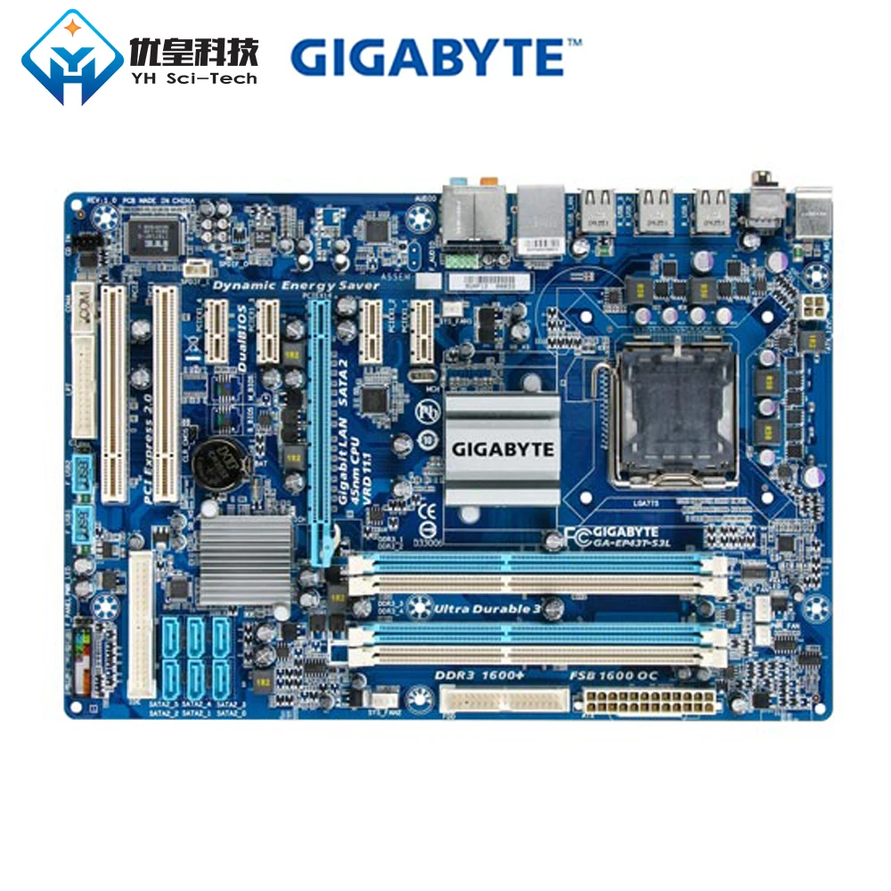 Оригинальная б/у настольная Материнская плата Gigabyte GA-EP43T-S3L P43 Socket LGA 775 DDR3 16GB ATX