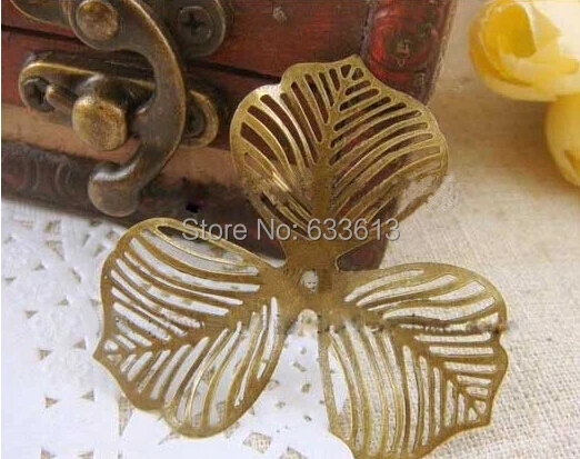 

Freeshipping!! 47mm Gold Big Three Leaves Flower Beads Cap filigree stamping spacer Jewelry Findings