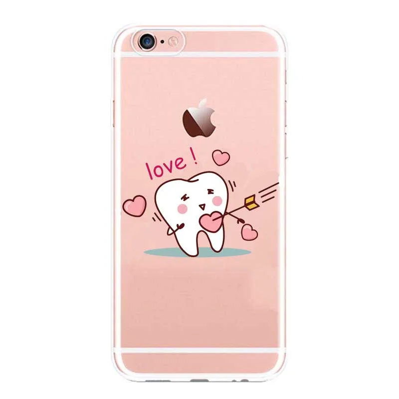 Уникальный дизайн чехлы для телефонов Kawaii Tooth Love iPhone X 7 Plus 6 S 5 5S SE 8 стоматолога