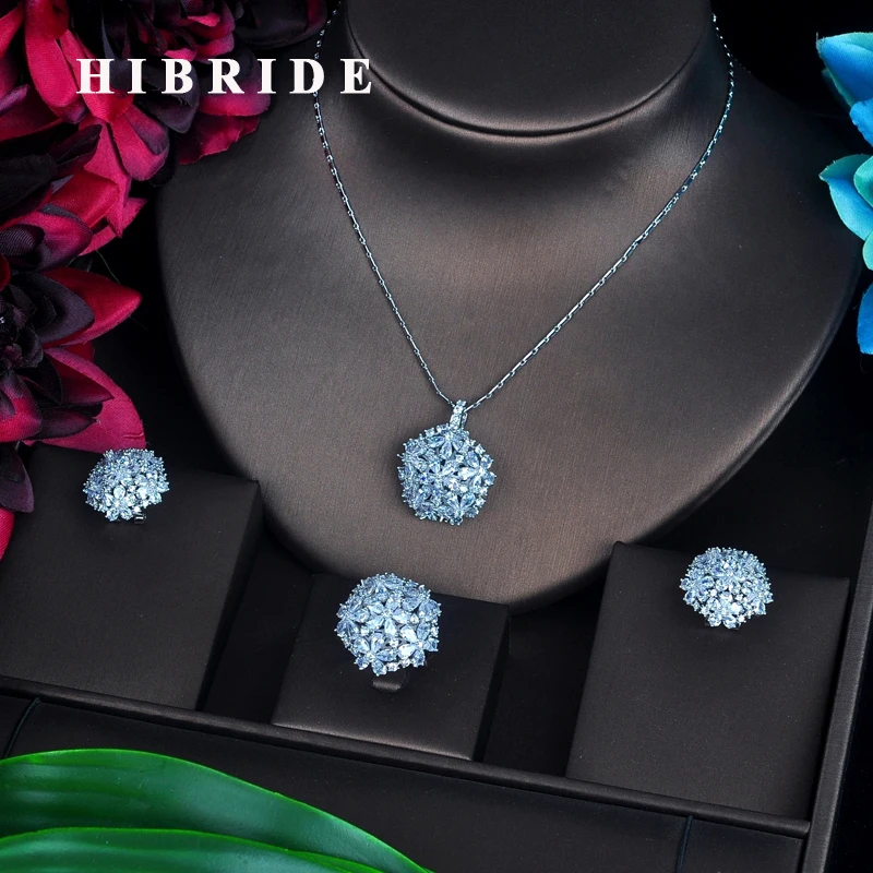 Ювелирный Комплект из колье серёг и кольца с фианитом|jewelry sets for women|cubic zirconia jewelry