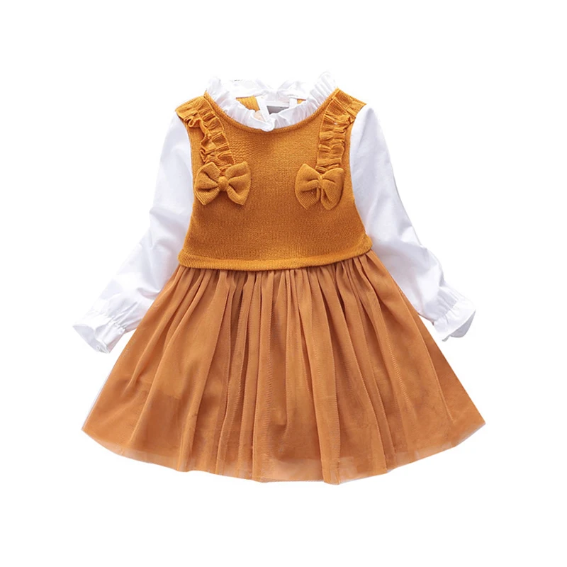 

2 3 4 5 6 Year Toddler Girls Dress Long Sleeve Spring Autumn Kids Clothes for Girl Knitting Mesh Baby Children Princess Dresses