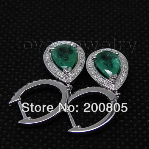 Винтажные серьги E0002J из белого золота с натуральным бриллиантом 5x7 мм|earrings