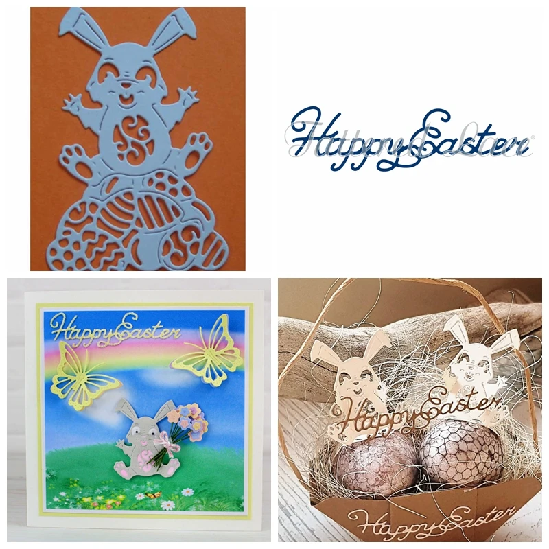 

Happy Easter Rabbit Metal Cutting Dies Stencils for DIY Scrapbooking Embossing Easter Decoration Paper Card Craft Die New 2019
