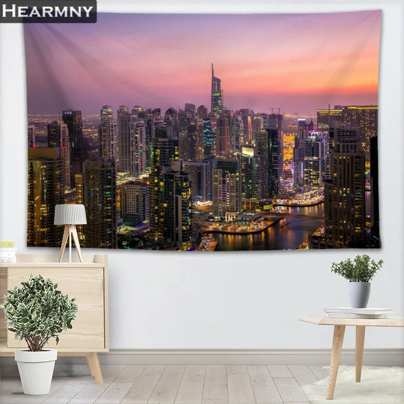 

Dubai Night Wall Hanging Tapestry Sheets Home Decorative Tapestries Beach Towel Yoga Mat Blanket Table Cloth Wall Tapestry