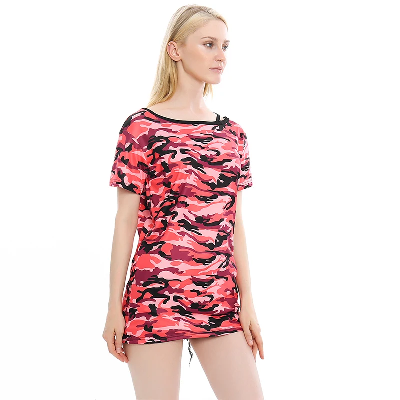 Женская Повседневная длинная туника с камуфляжным принтом больших размеров