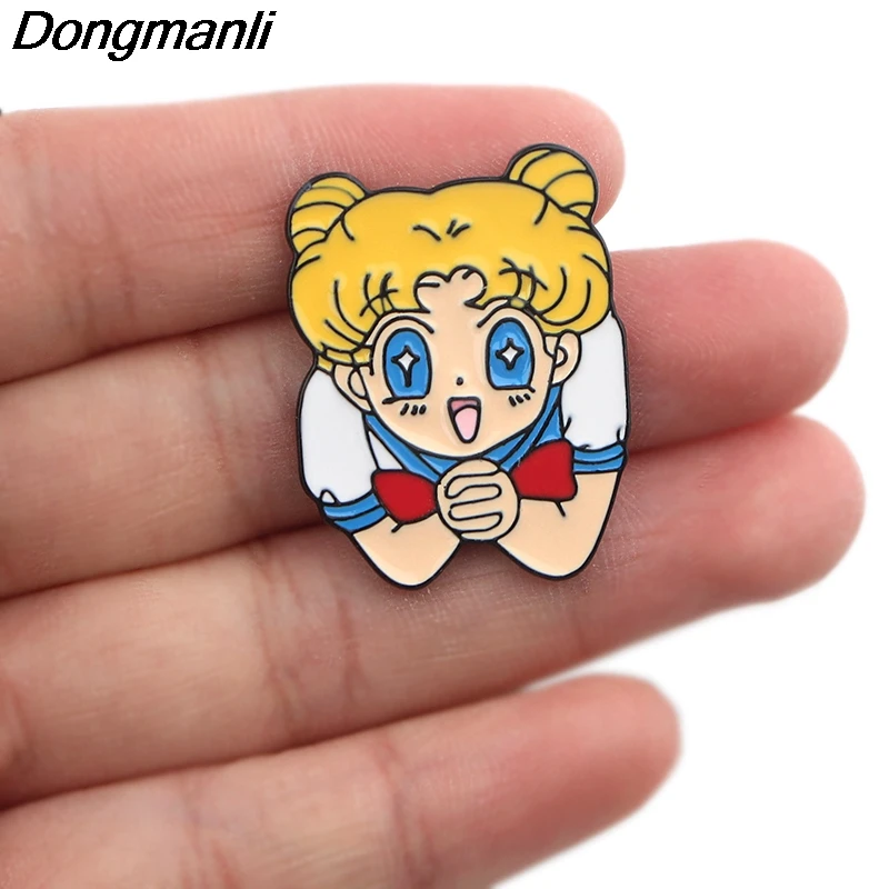P3917 Dongmanli Мода Аниме милый Сейлор Мун металлическая Глянцевая брошки и шпильки коллекция нагрудные булавки бижутерия аксессуары