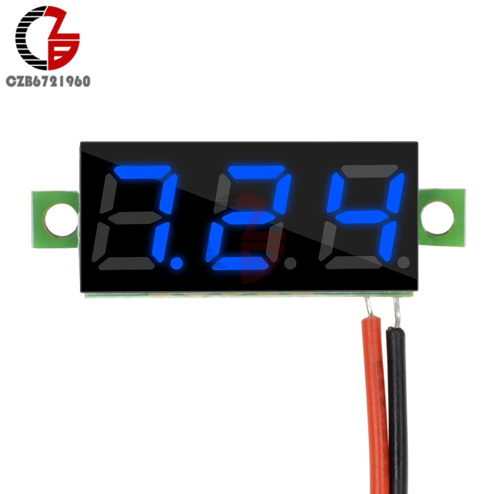 DC 2.5-30V Blue 0,28 дюймов DC светодиодный цифровой вольтметр 0-100 в измеритель напряжения автомобильный мобильный тестер напряжения 12 В красный зеленый синий желтый - Цвет: DC 2.5-30V Blue
