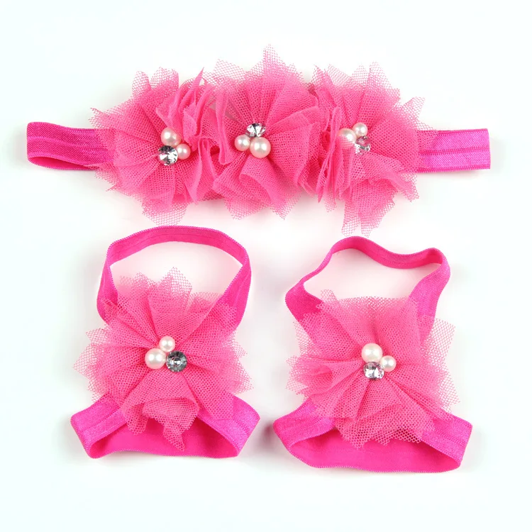 Детская повязка на голову босоножки наборы кружевные цветочные повязки для