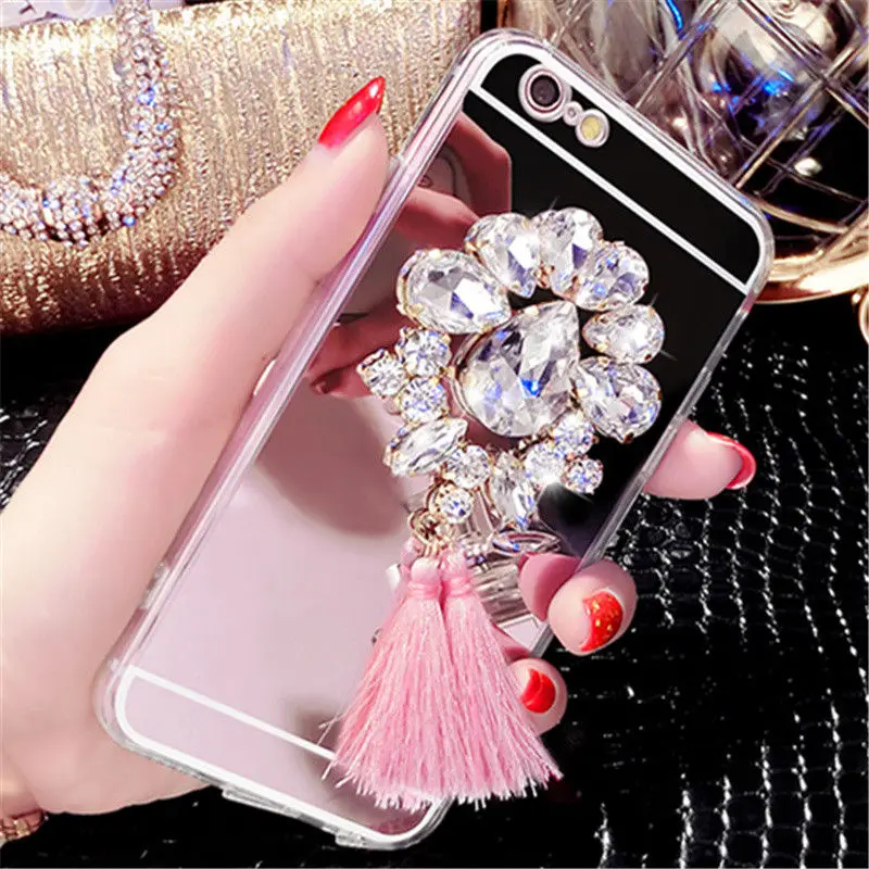 Для iPhone 6 S 7 8 Plus X Роскошные со стразами с украшениями под бриллианты Цветочные