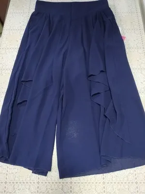 Большие размеры 6XL женские шифоновые брюки юбка новые летние свободные тонкие широкие брюки с высокой талией эластичные элегантные брюки X846