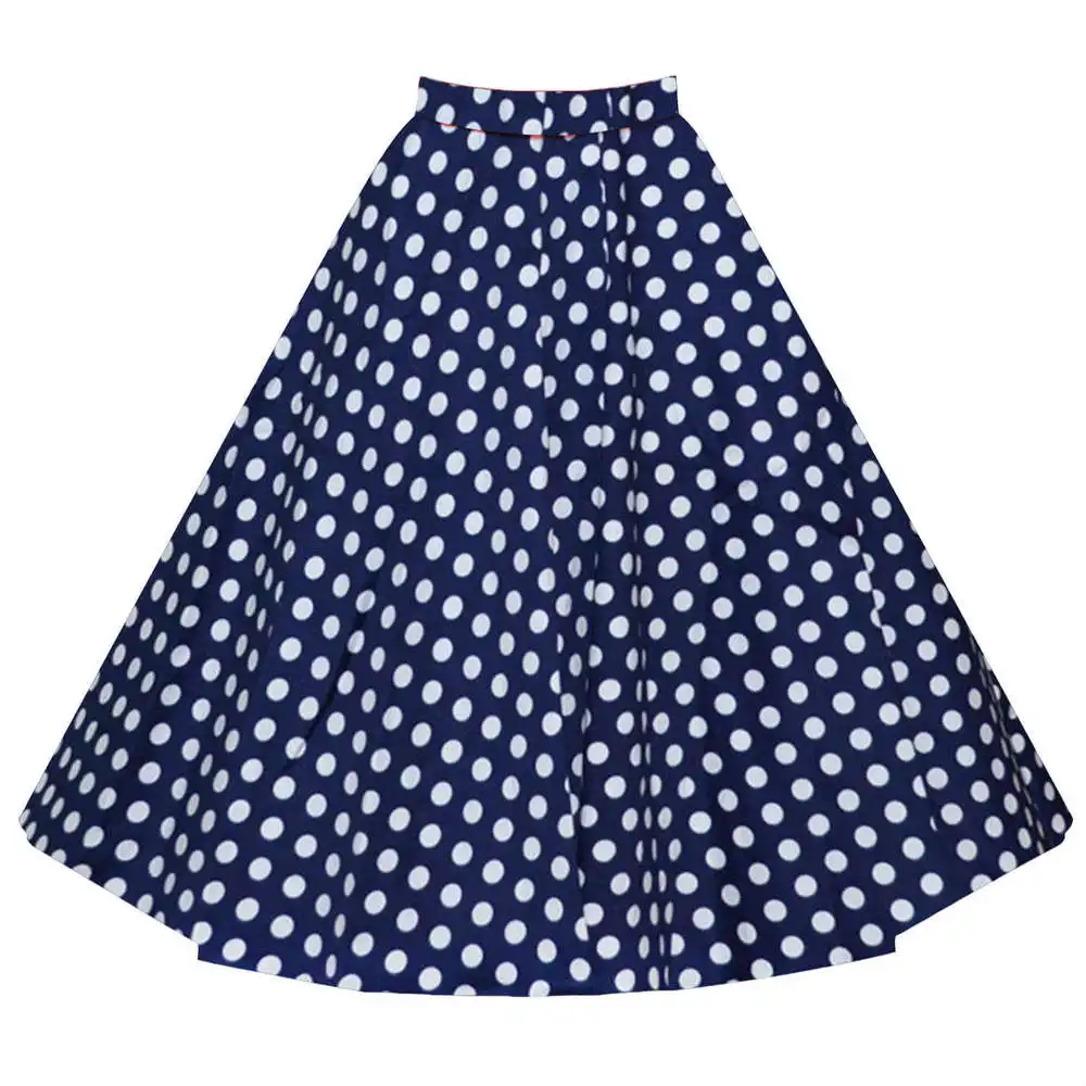 blue dots Новинка, Однотонная юбка с завышенной талией, бальное платье, faldas jupe, Женская Повседневная Ретро миди юбка, хлопковые юбки-пачки - Цвет: blue dots