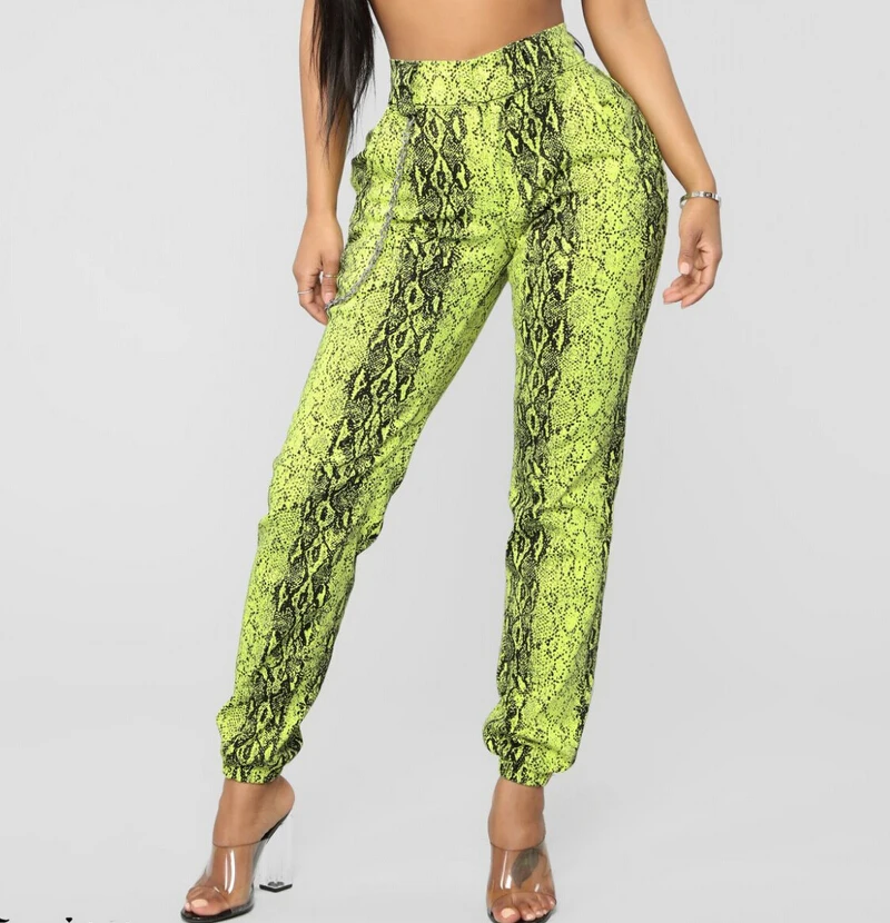 Женские брюки карго с высокой талией Длинные повседневные женские из змеиной