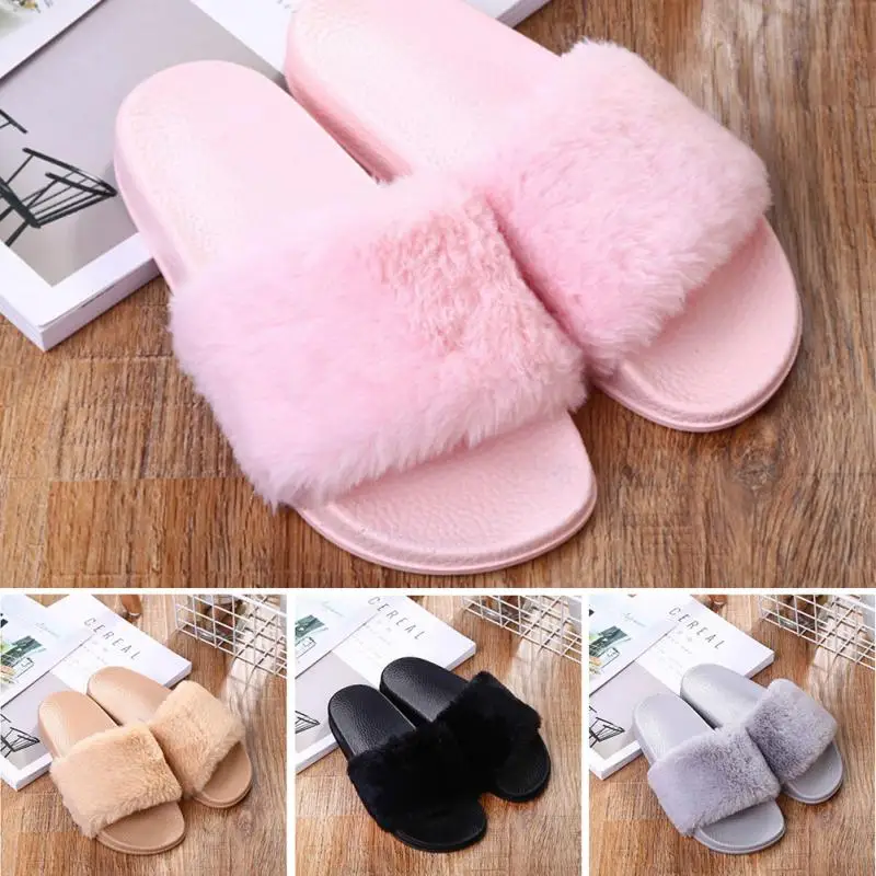 2018 женские тапочки на плоской подошве сезон осень зима плюшевые туфли Модные