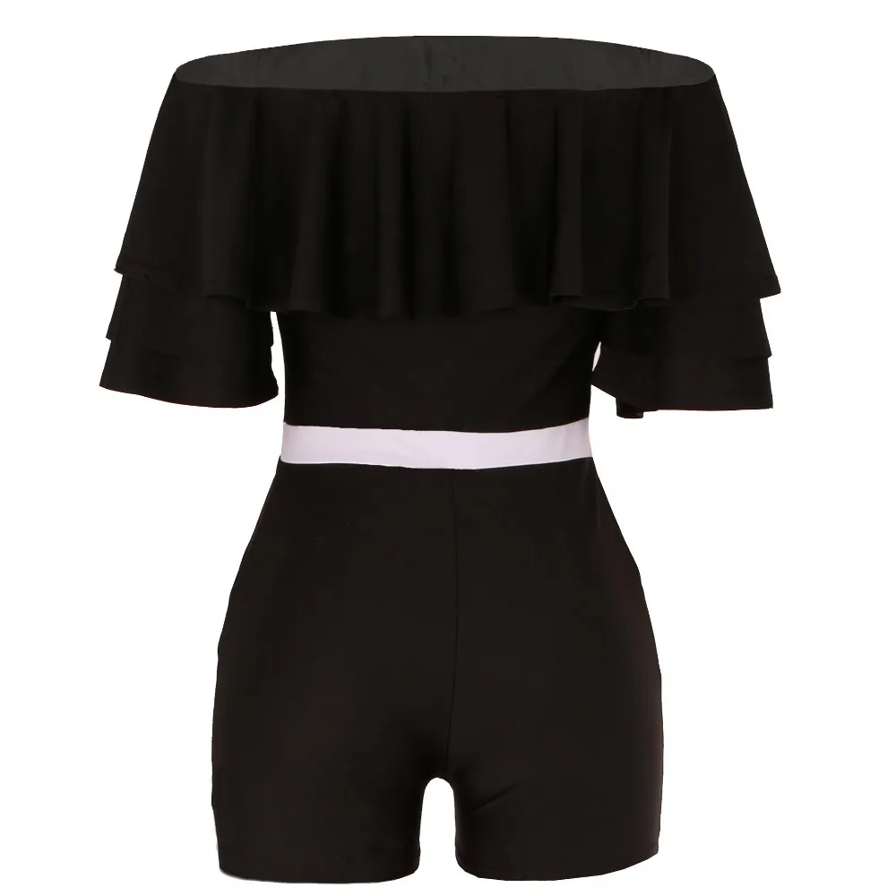 

Ruffed Strapless Women Short Jumpsuits Elegant Summer Women Rompers Playsuits