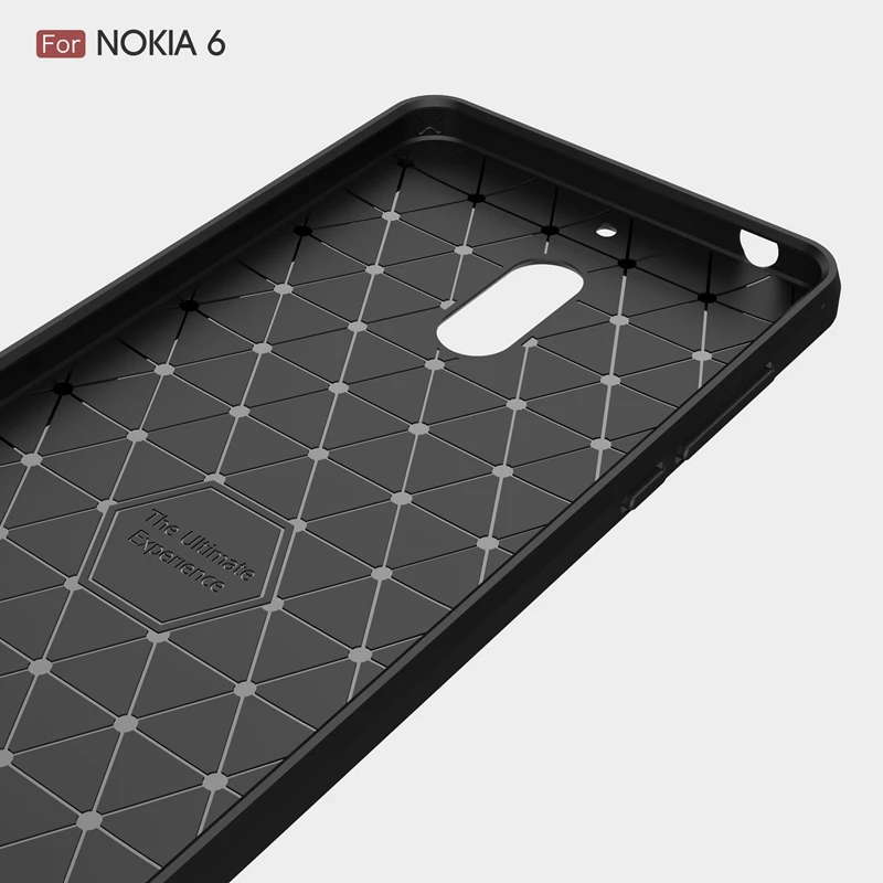 Чехол для Nokia 6 из карбонового волокна TPU для мягкой силиконовой гибридной защиты с бархатистой текстурой Fundas Nokia6.