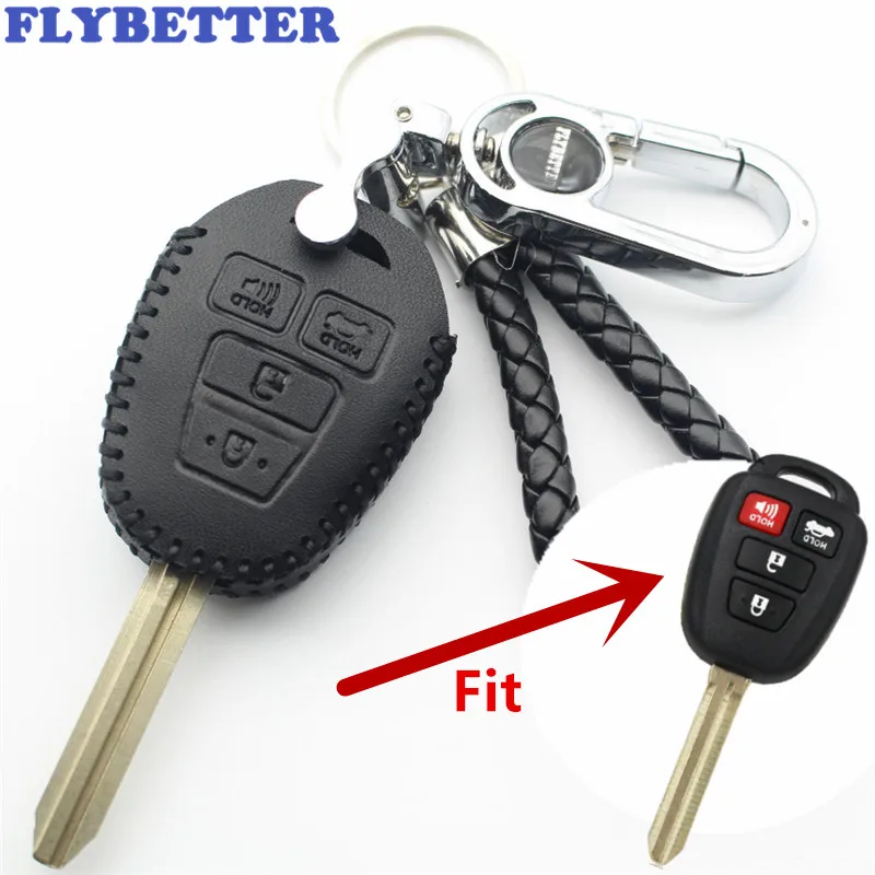 Чехол FLYBETTER из натуральной кожи с 4 кнопками и дистанционным управлением для Toyota