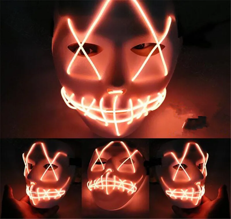 comprar 50 Pcs Máscara De Halloween LED Light Up Partido Máscaras O Ano Eleitoral De Purga Grande Engraçado Máscaras Traje Cosplay Festival Suprimentos Brilham