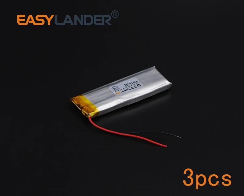 

3pcs/Lot 3.7V 900mAh 702060 Rechargeable li Polymer Li-ion Battery For bluetooth headset MP3 MP4 speaker mouse recorder 072060