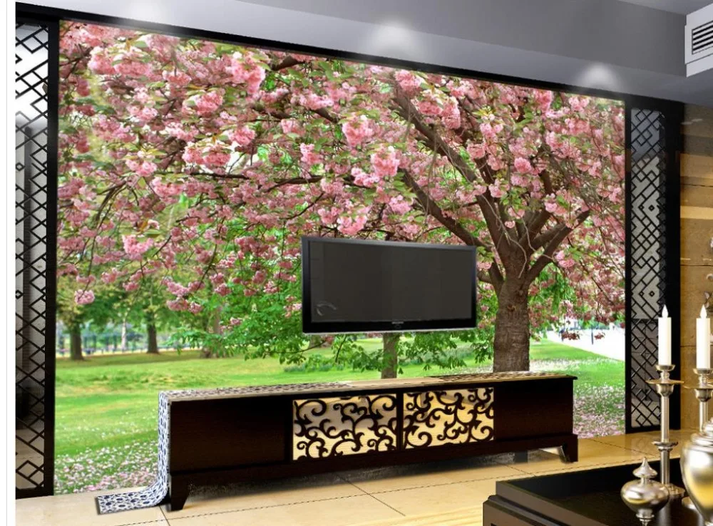 Пользовательские фото обои 3d Персиковый Цветок лес стереоскопические росписи