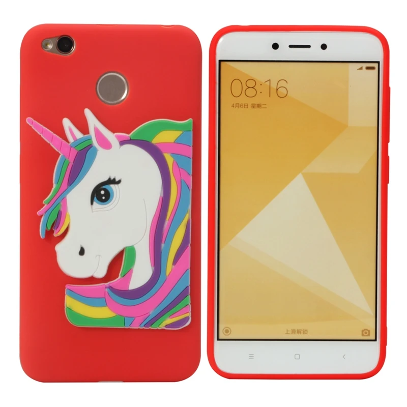 Xiaomi Redmi 4X Cartoon Unicorn Silicone Case on for Cover Fundas Xiomi Phone Carcasa Women |