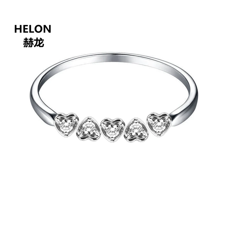 

Solid 14k White Gold Natural Diamonds Engagement Ring for Women Heart Love Wedding Band Anniversary Party Jewelry Unique Design