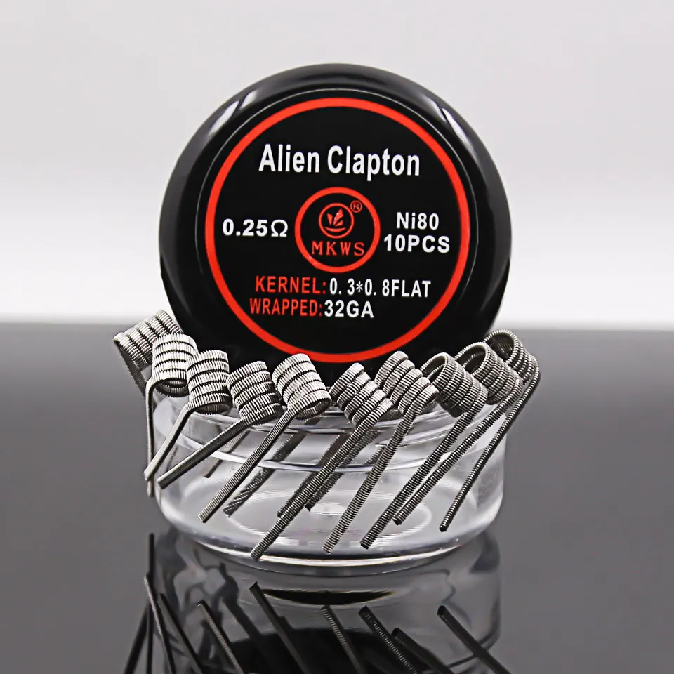10 шт. Alien clapton ss316L NI80 A1 готовые катушки для электронных сигарет RBA RDA RTA vape Танк для vape инопланетянин нагревательный провод