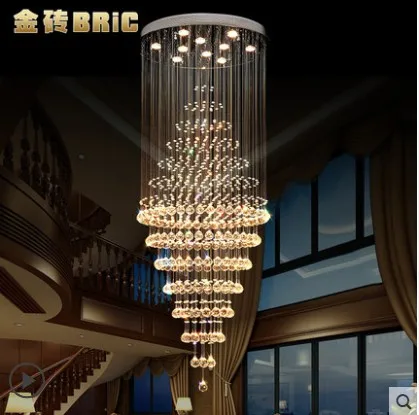 Дуплекс лестницы люстры круглый зал хрустальные вилла огни длинные гостиная