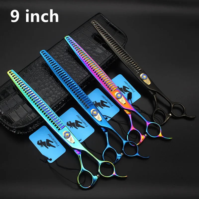 

Freelander 9 inch Professional High Quality 4 Colors 440c Pet Fishbone / Chunker Teeth Thinning Shears Scissors Out of Thin