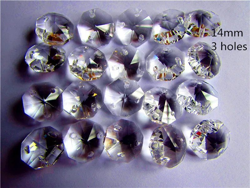 14 мм AAA MC прозрачные стеклянные Восьмиугольные бусины 3 отверстия для деталей