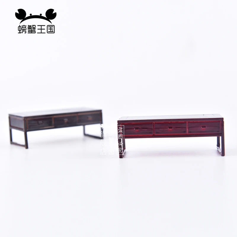 

3pcs 1:25 Dollhouse mini Furniture Miniature Doll accessories Chinese Style Plastic Tea Table Redwood Rosewood color