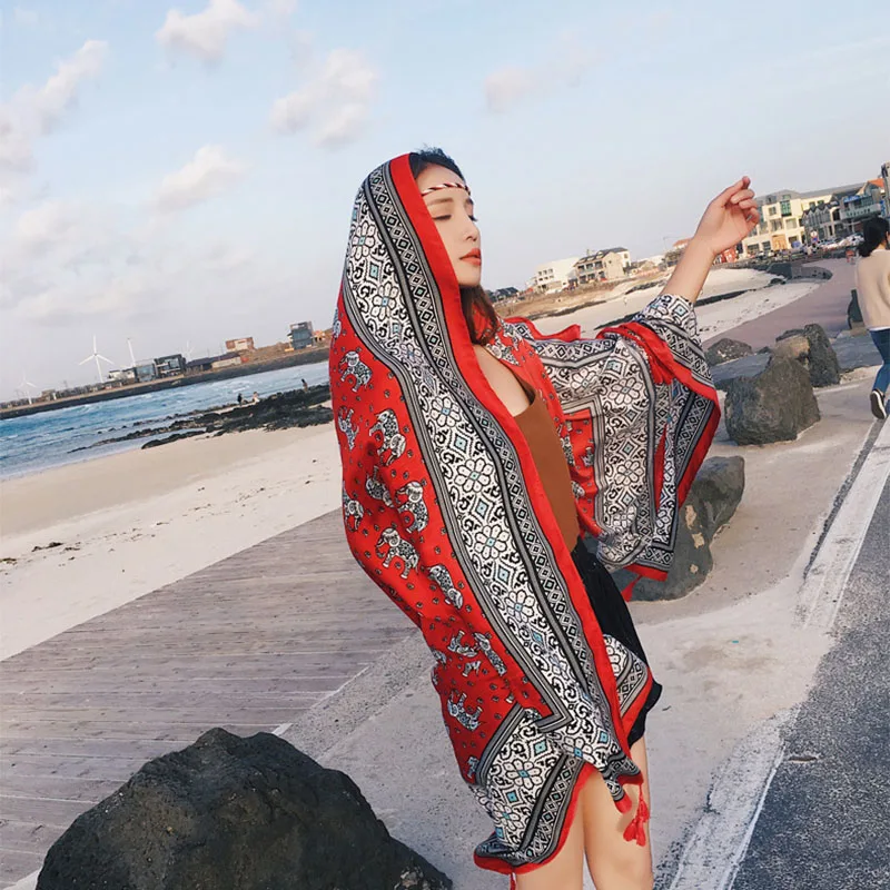 Женский шарф из искусственного шелка пляжная шаль весна лето осенний плед размер