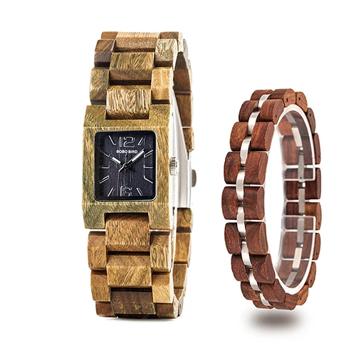 S02-3-S04-2 Reloj hombre BOBO BIRD женские часы деревянный браслет натуральное дерево, ручная работа женские часы наручные часы идея подарки - Цвет: S02-3-S04-2